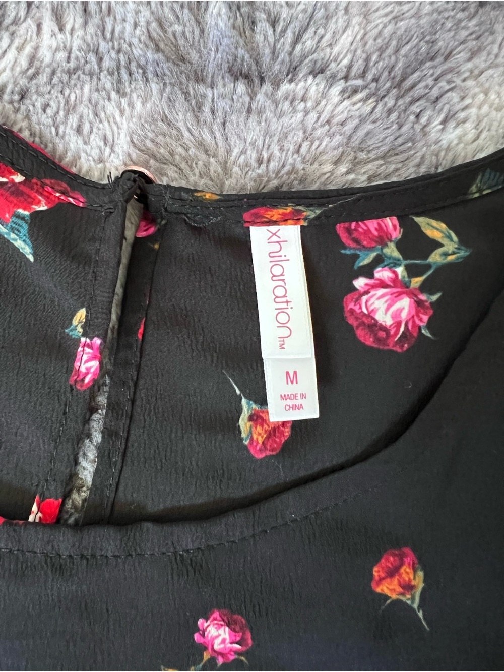 Xhilaration Black Floral Cold-Shoulder Jumpsuit with Red Rose Print - Picture 4 of 4